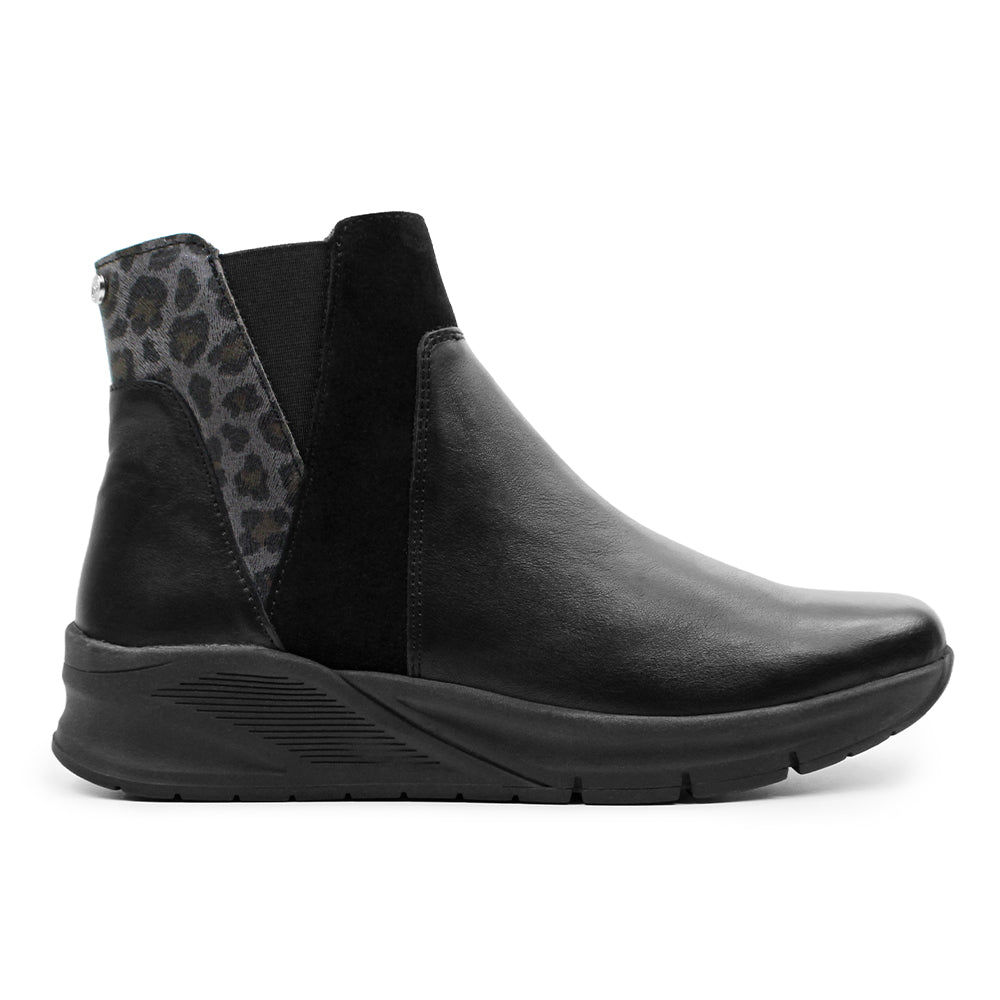 Minfot Zon Chelsea Boots med zip Stretch Läder Svart Leopard