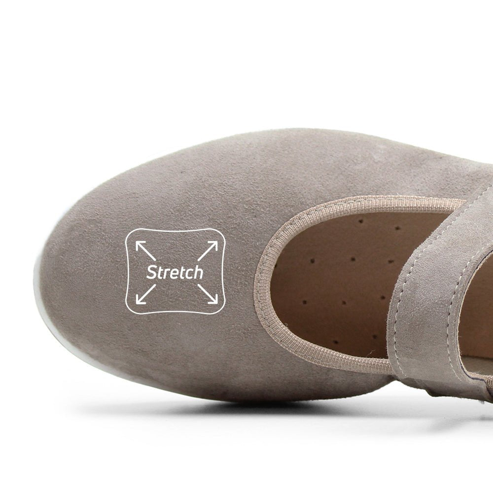 Minfot Ballerinaskor med rem Joyce Stretch Nubuck Stone