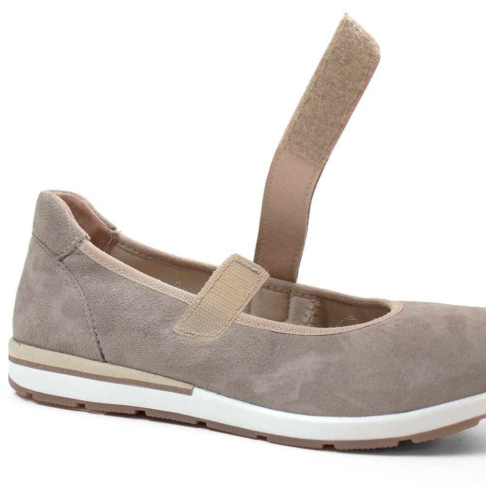 Minfot Ballerinaskor med rem Joyce Stretch Nubuck Stone