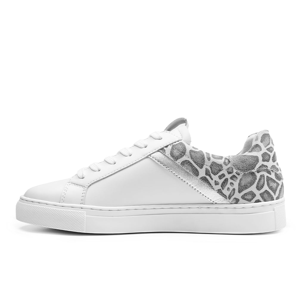 Minfot Comfort Sneakers Dam Skinn Leopard Vit