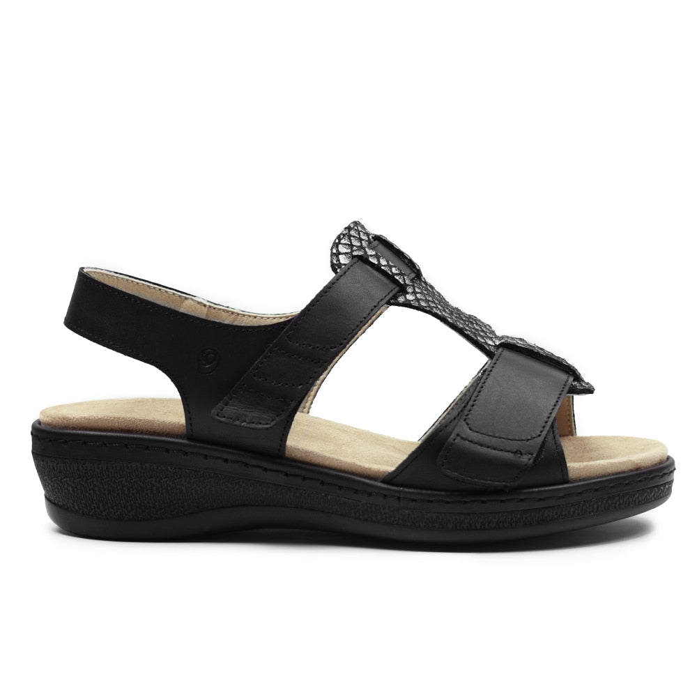 Suave Extra Bred Sandal Skinn Marilyn Svart