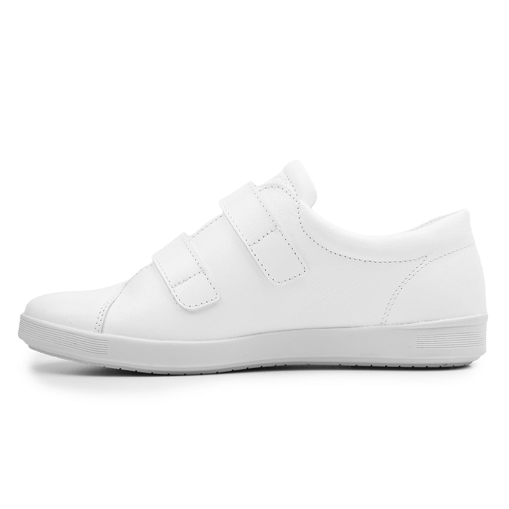 Minfot Aveny Skinn Sneaker Dam Kardborreband Vit