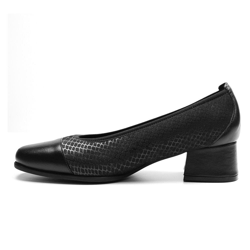 Minfot Irma Dam Finskor med Klack Stretch Svart