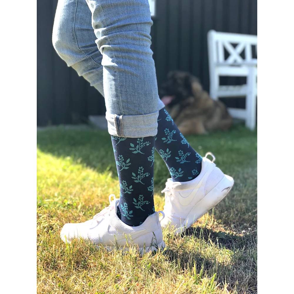 SupCare Stödstrumpor Bambu Blue Flower