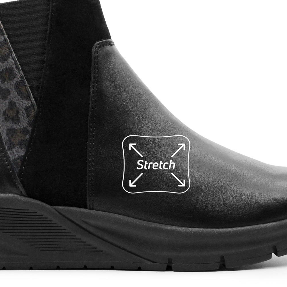 Minfot Zon Chelsea Boots med zip Stretch Läder Svart Leopard