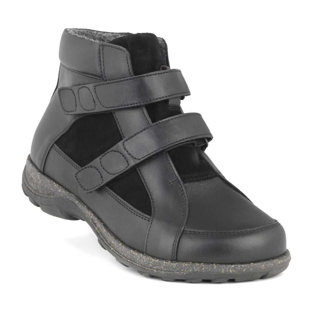 New Feet Yvette Extra Breda Skor Dam Stretch Kardborre Svart