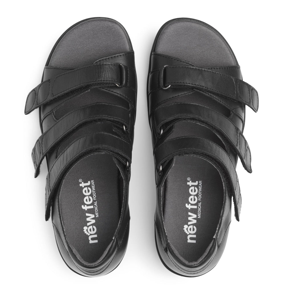 New Feet Astrid Breda Sandaler Hälkappa Kardborre Dam Svart