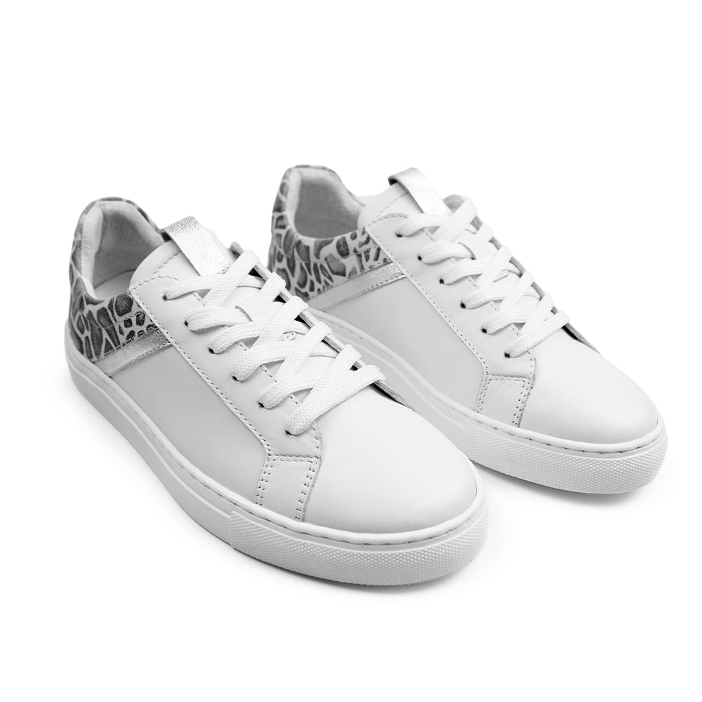 Minfot Comfort Sneakers Dam Skinn Leopard Vit