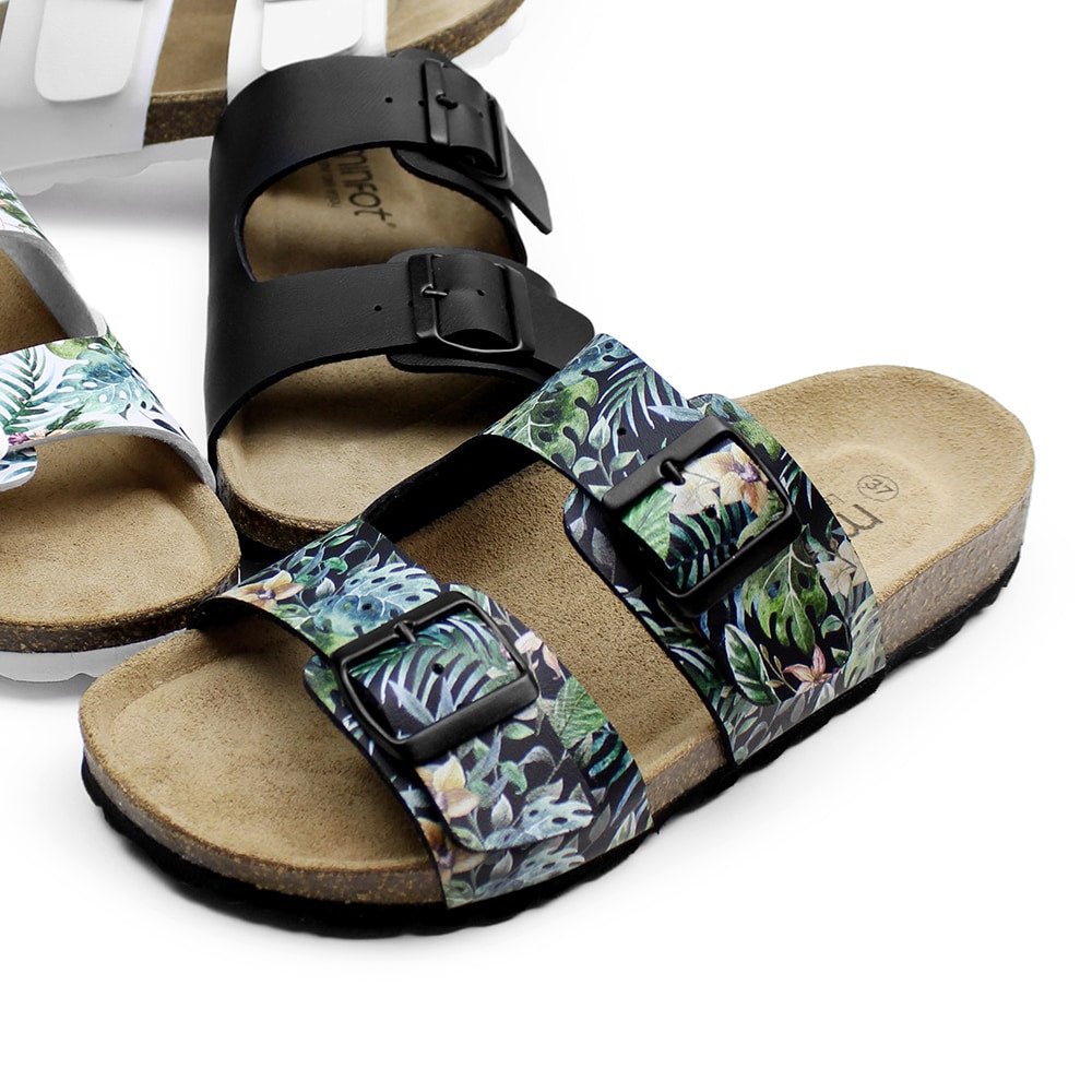 Minfot Softstep Sandaler Dam Biosandal 2-remmar Tropical Glow Svart