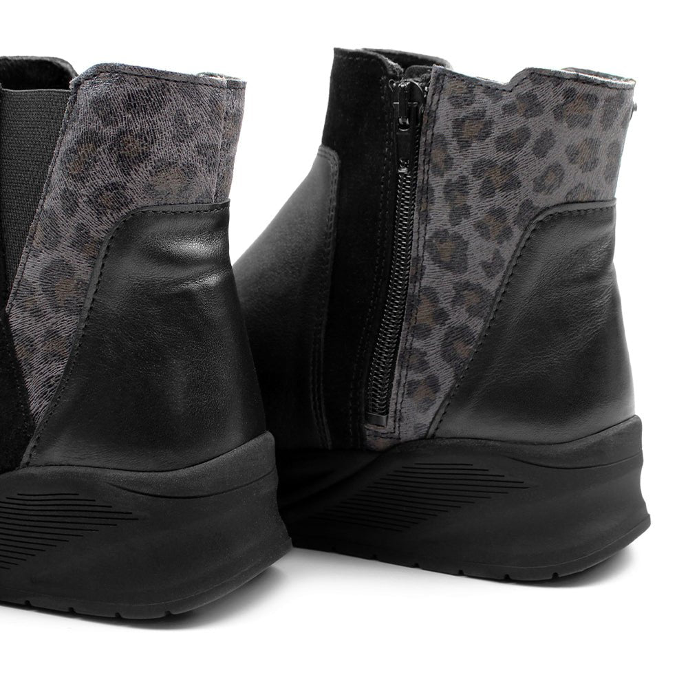 Minfot Zon Chelsea Boots med zip Stretch Läder Svart Leopard