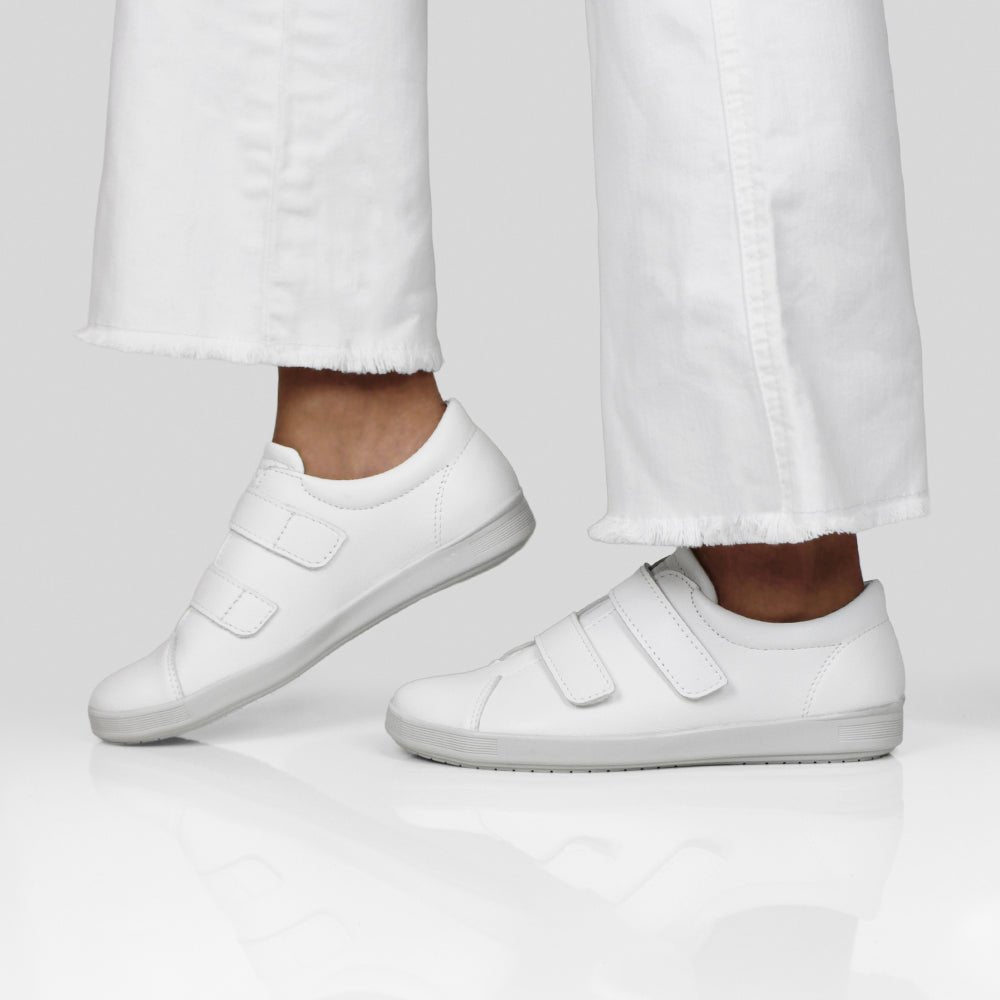 Minfot Aveny Skinn Sneaker Dam Kardborreband Vit