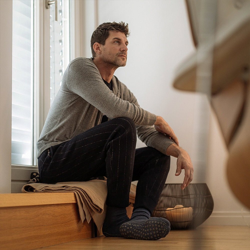 Falke Cosyshoe Slippers Herr Ull Mörkblå