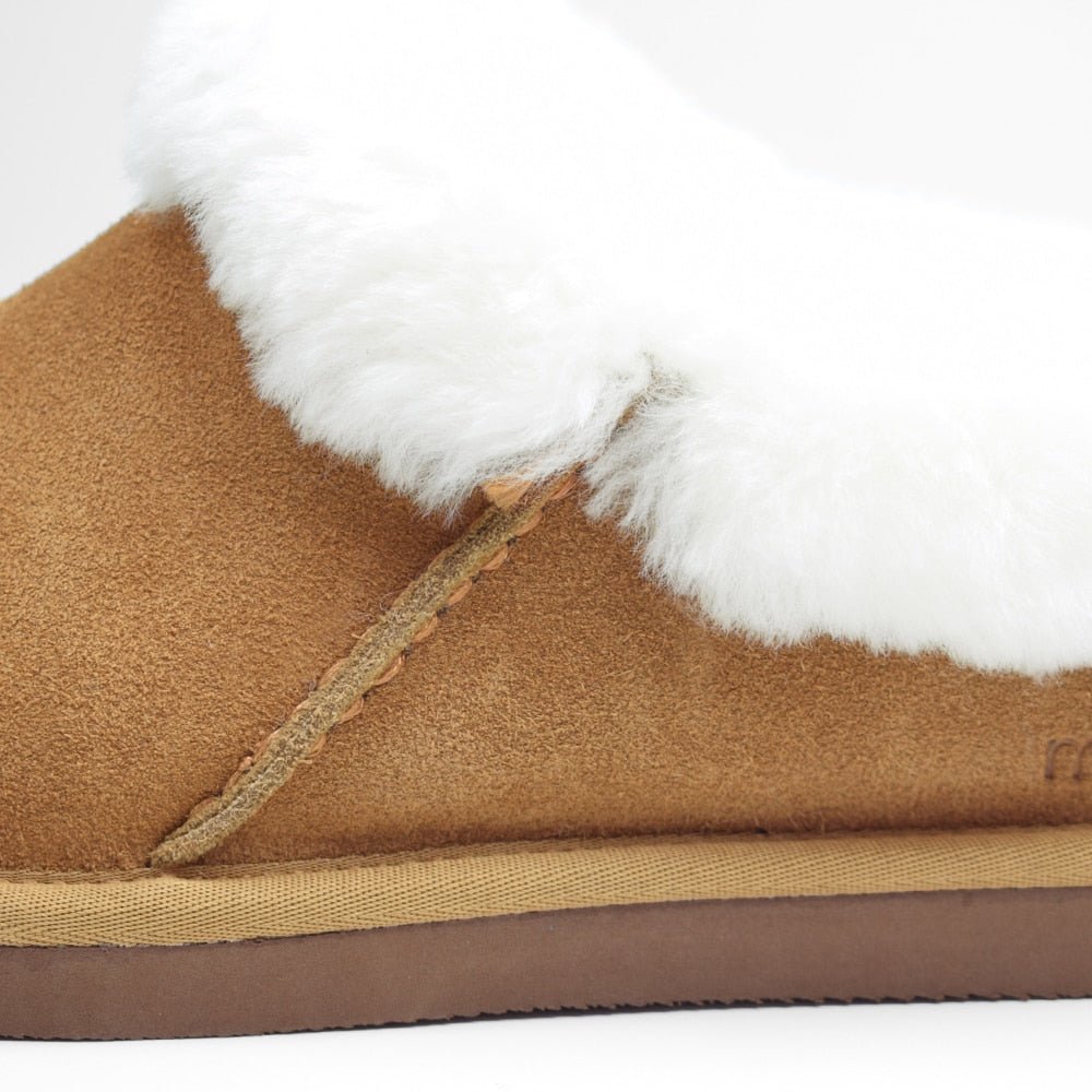 Minfot Fårskinnstofflor Bergen med sula Chestnut