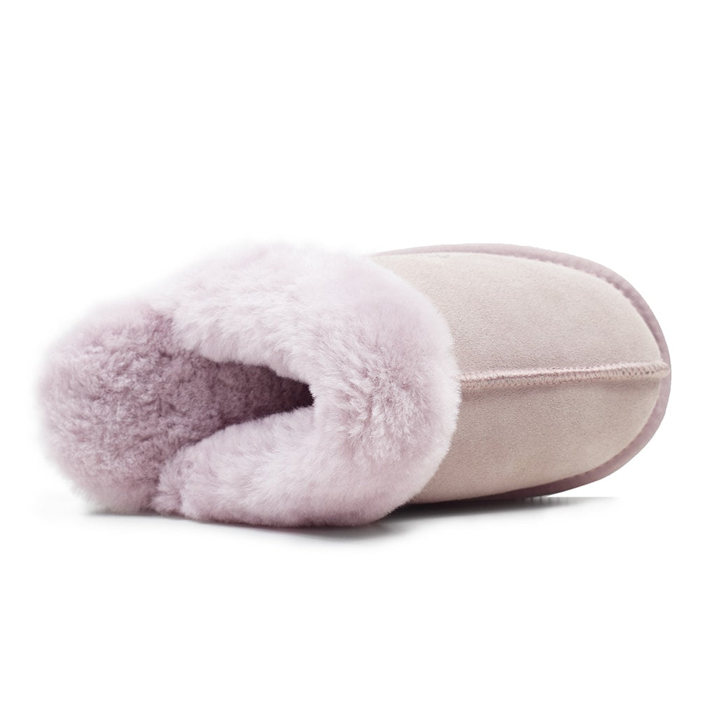 Minfot Fårskinnstofflor Slip-on Duved med sula Rosa