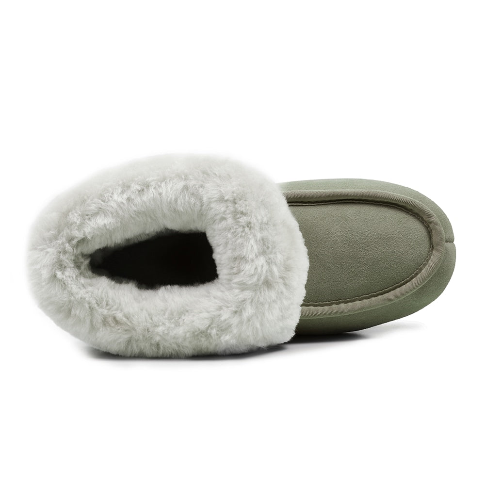 Minfot Fårskinnstofflor Hemse Med Sula Olive