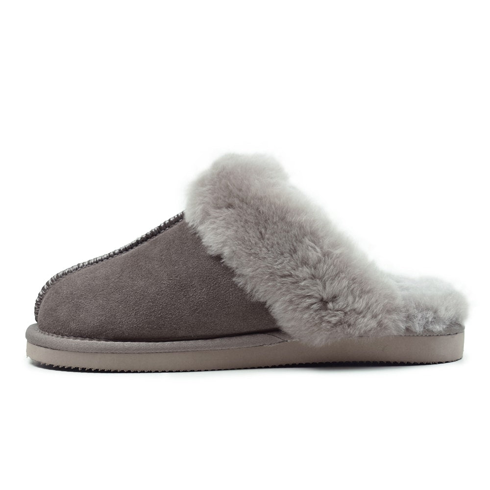 Minfot Fårskinnstofflor Slip-on Duved med sula Stone