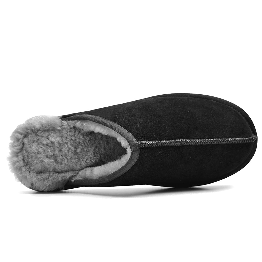 Minfot Fårskinnstofflor Slip-on Orust med sula Svart