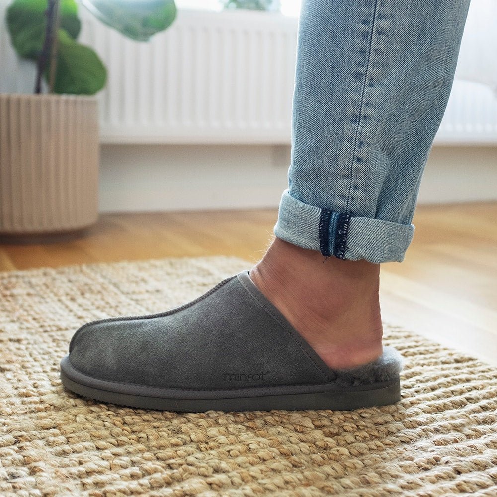 Minfot Fårskinnstofflor Slip-on Orust med sula Grå
