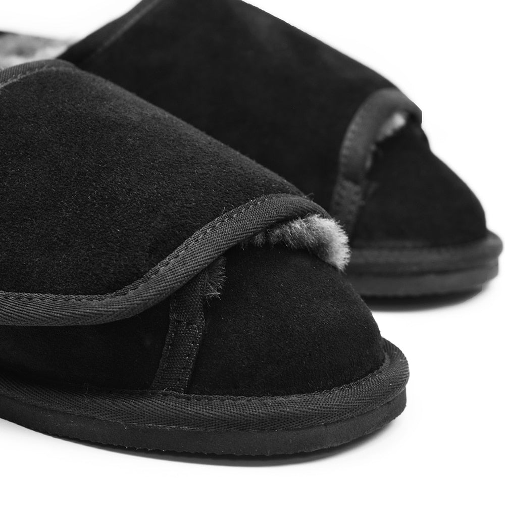 Minfot Fårskinnstofflor Öppningsbar Specialsko Molde Svart