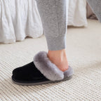 Minfot Lampaannahkatossut Slip on Duved pohjalla Musta