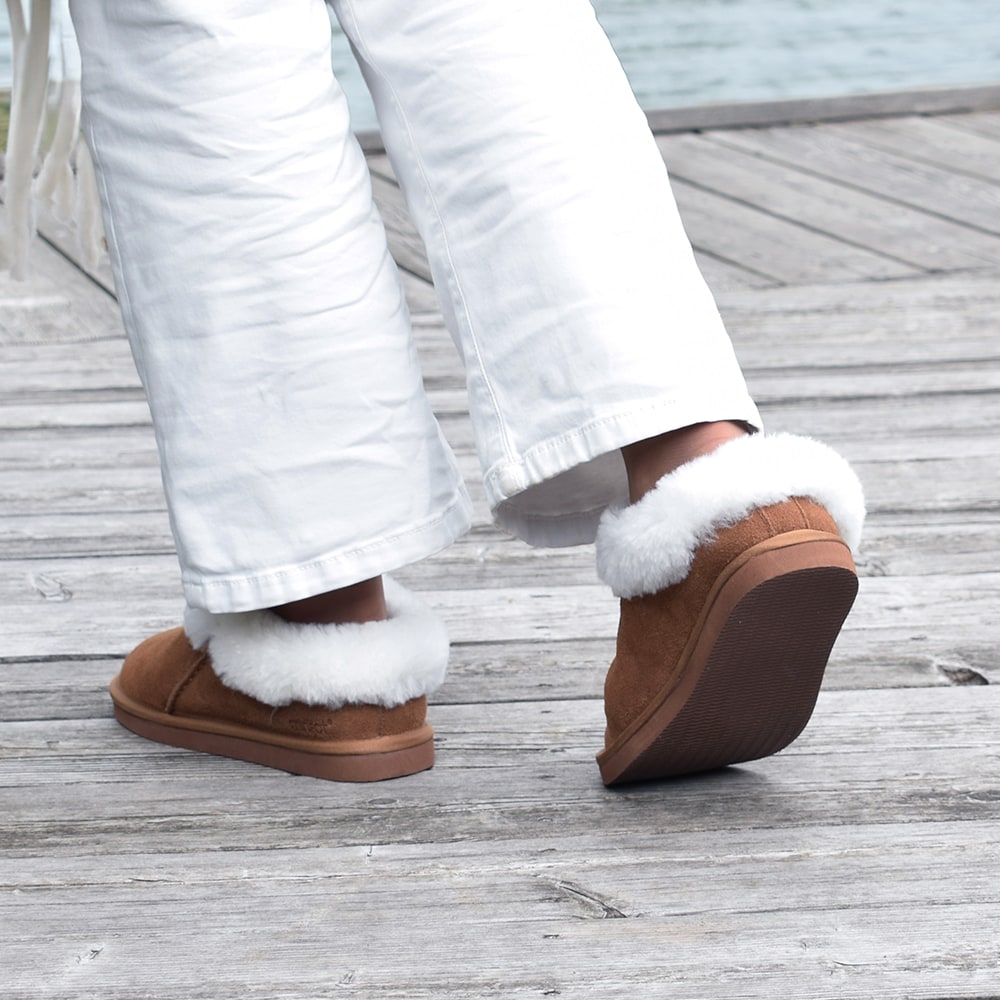 Minfot Fårskinnstofflor Bergen med sula Chestnut