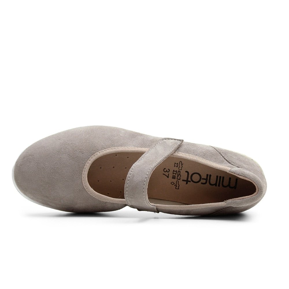Minfot Ballerinaskor med rem Joyce Stretch Nubuck Stone