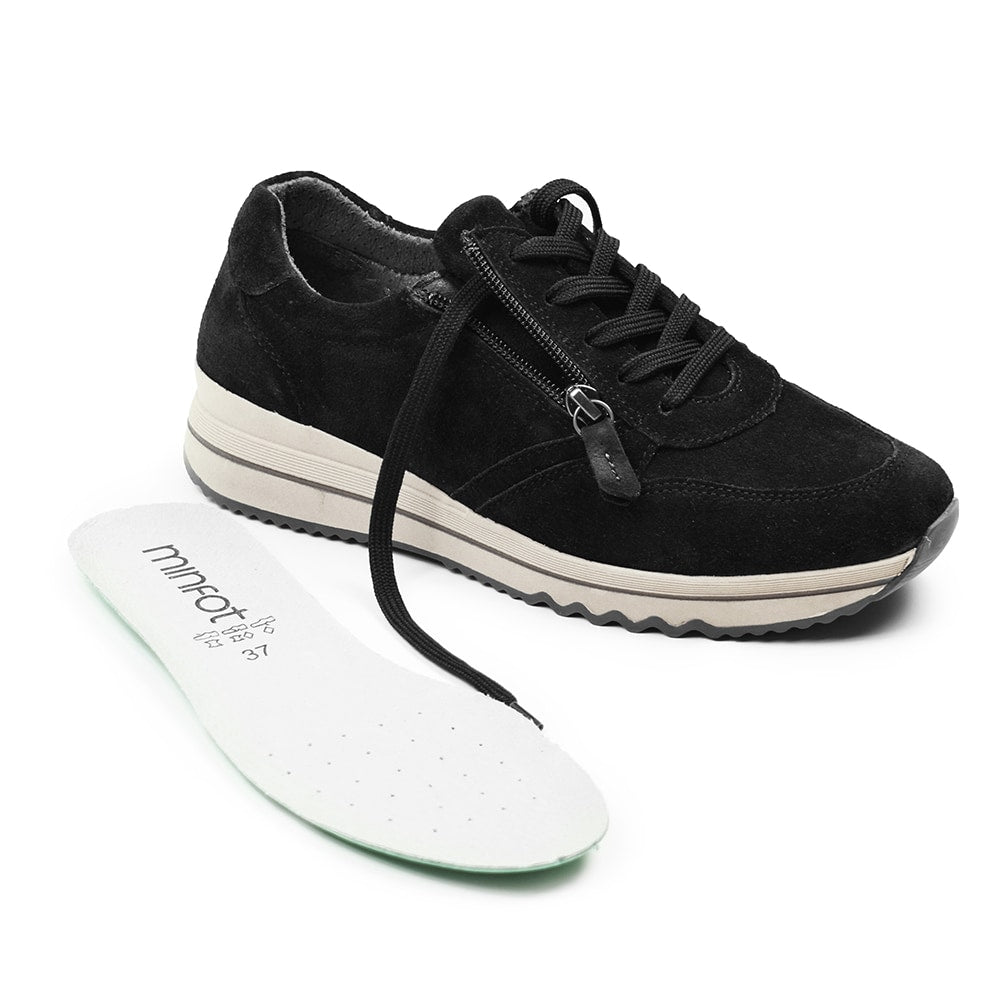 Minfot Cloe Sneaker Dam Dragkedja Mocka Svart
