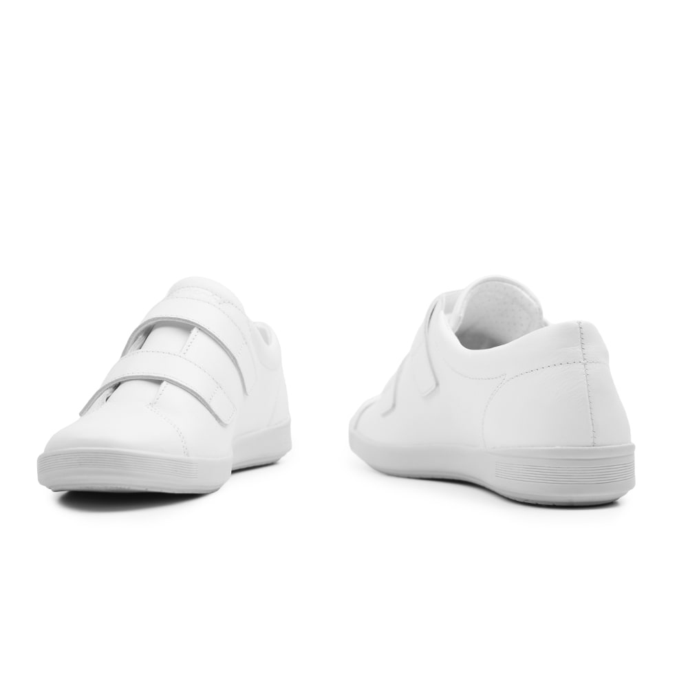 Minfot Aveny Skinn Sneaker Dam Kardborreband Vit