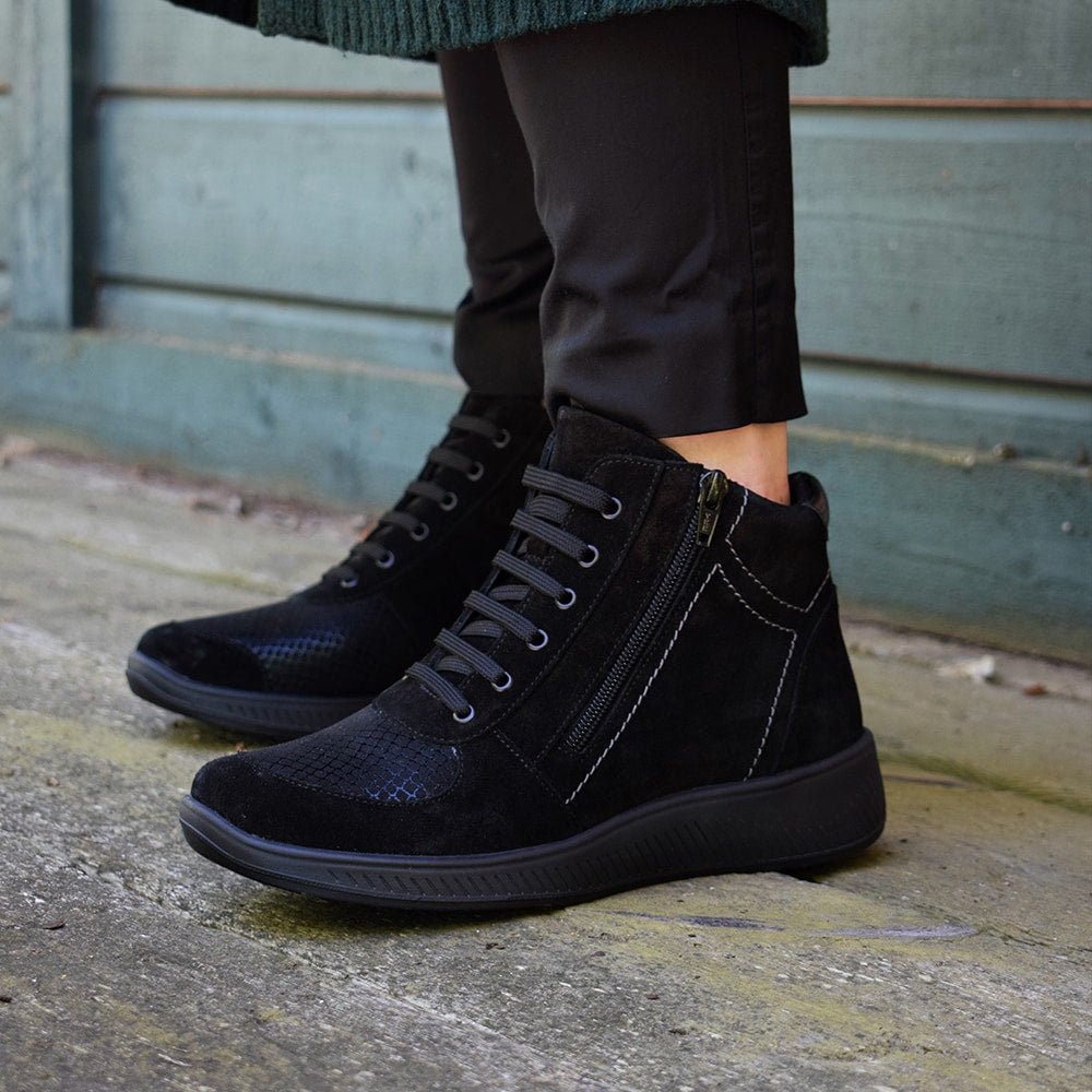 Minfot Helga Känga med dragkedja Stretch TEX-membran Svart