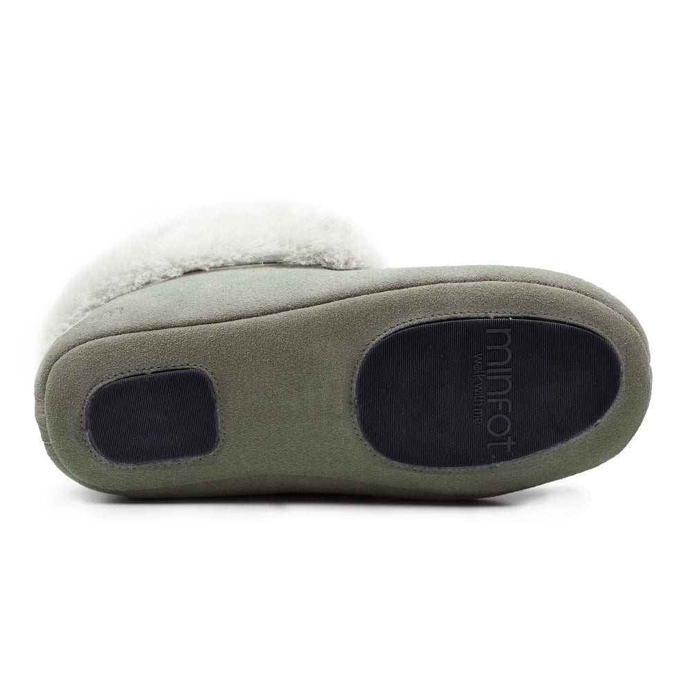 Minfot Fårskinnstofflor Hemse Med Sula Olive