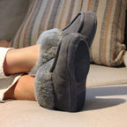 Minfot Fårskinnstofflor Hemse med sula Grafit Grå