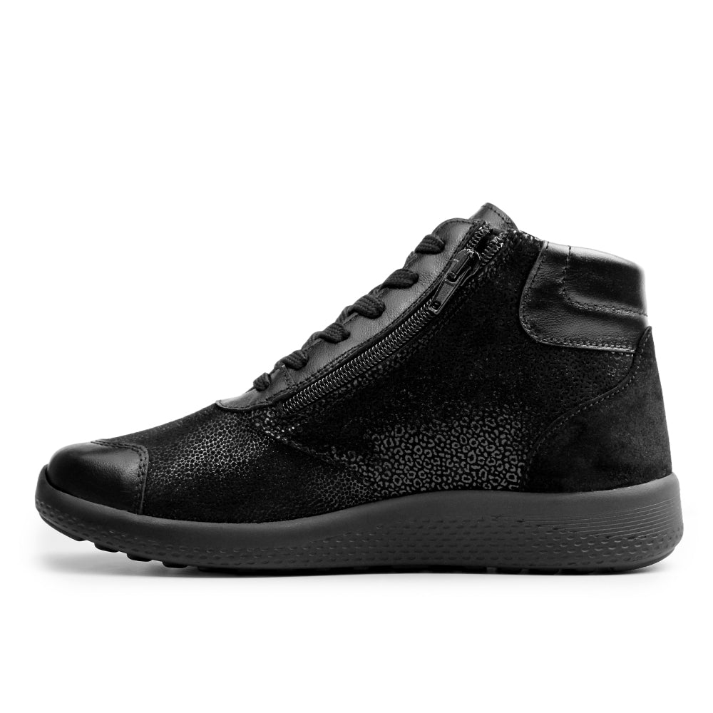 Minfot Way Hög Sneaker Bred Stretch Svart