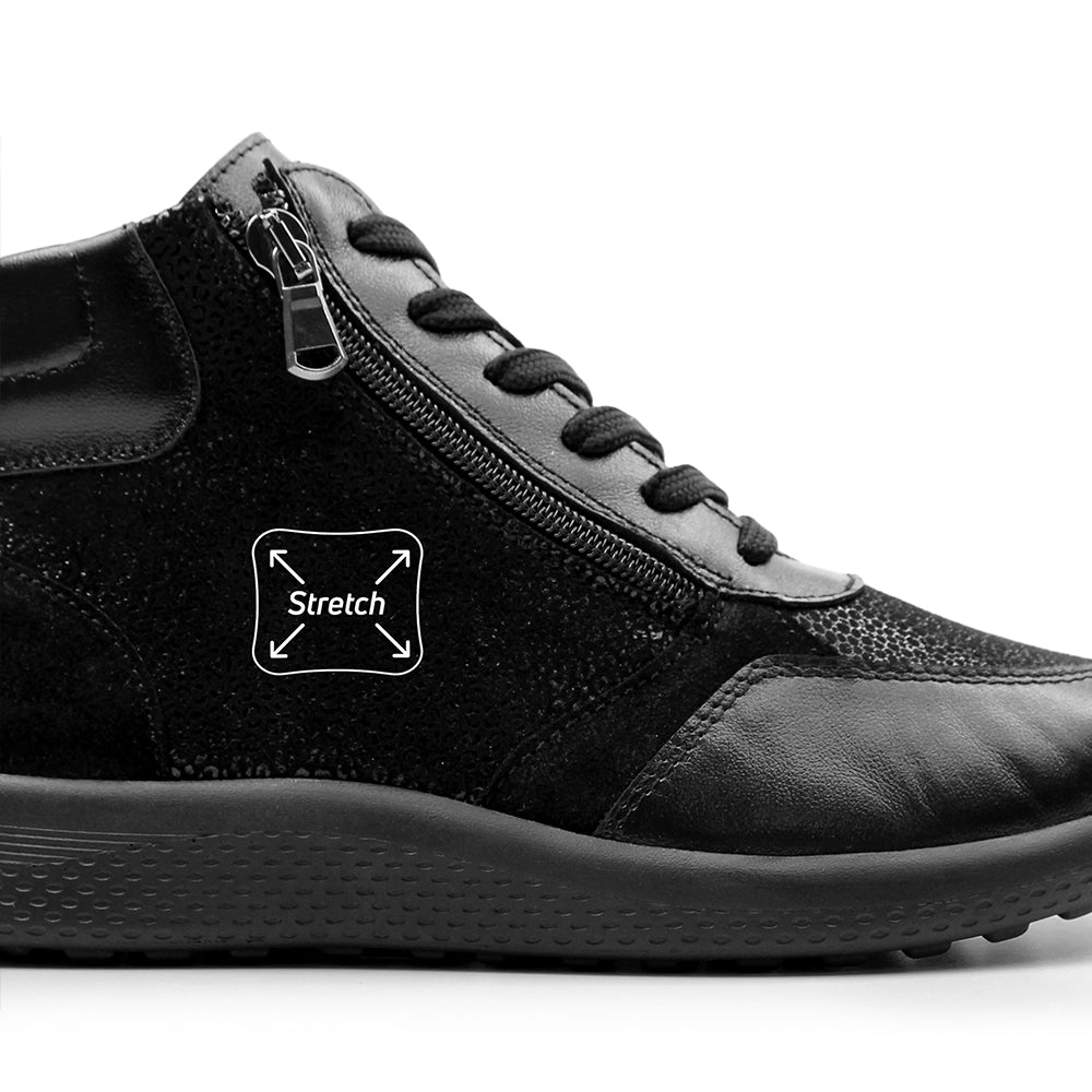 Minfot Way Hög Sneaker Bred Stretch Svart