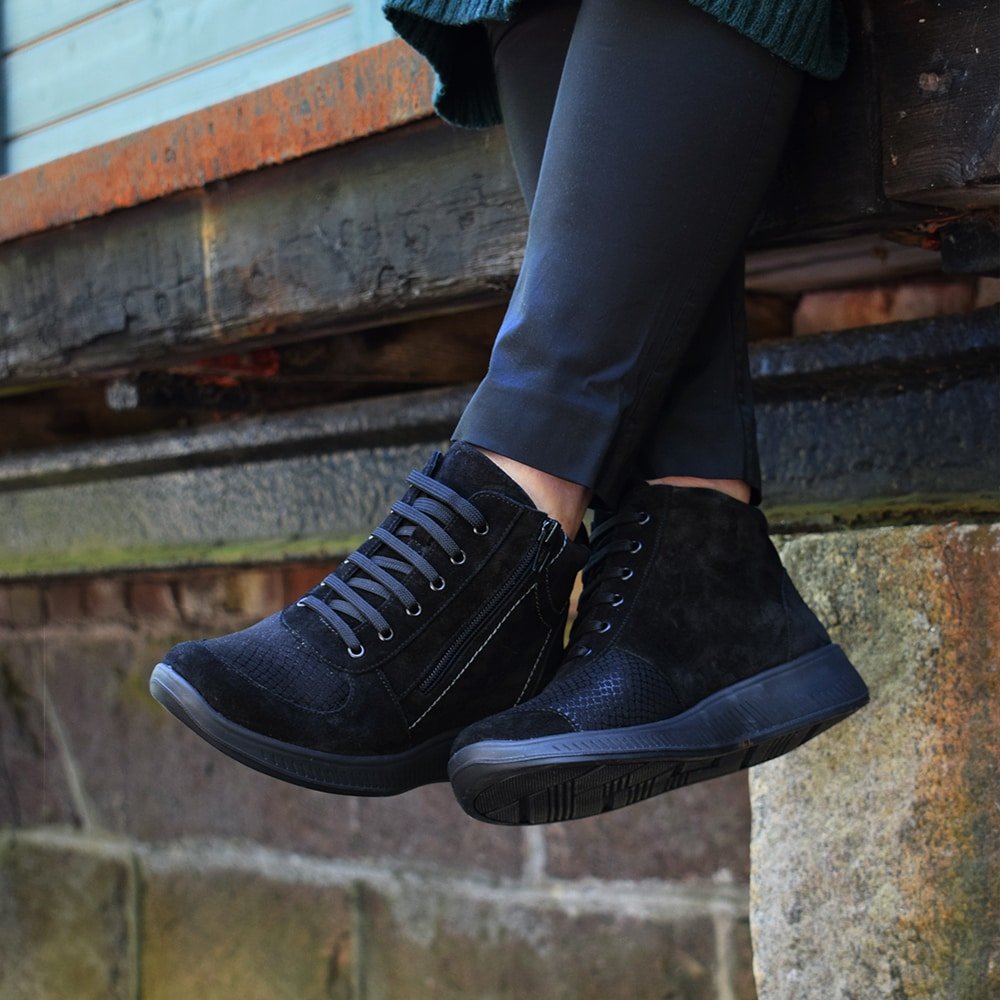 Minfot Helga Känga med dragkedja Stretch TEX-membran Svart