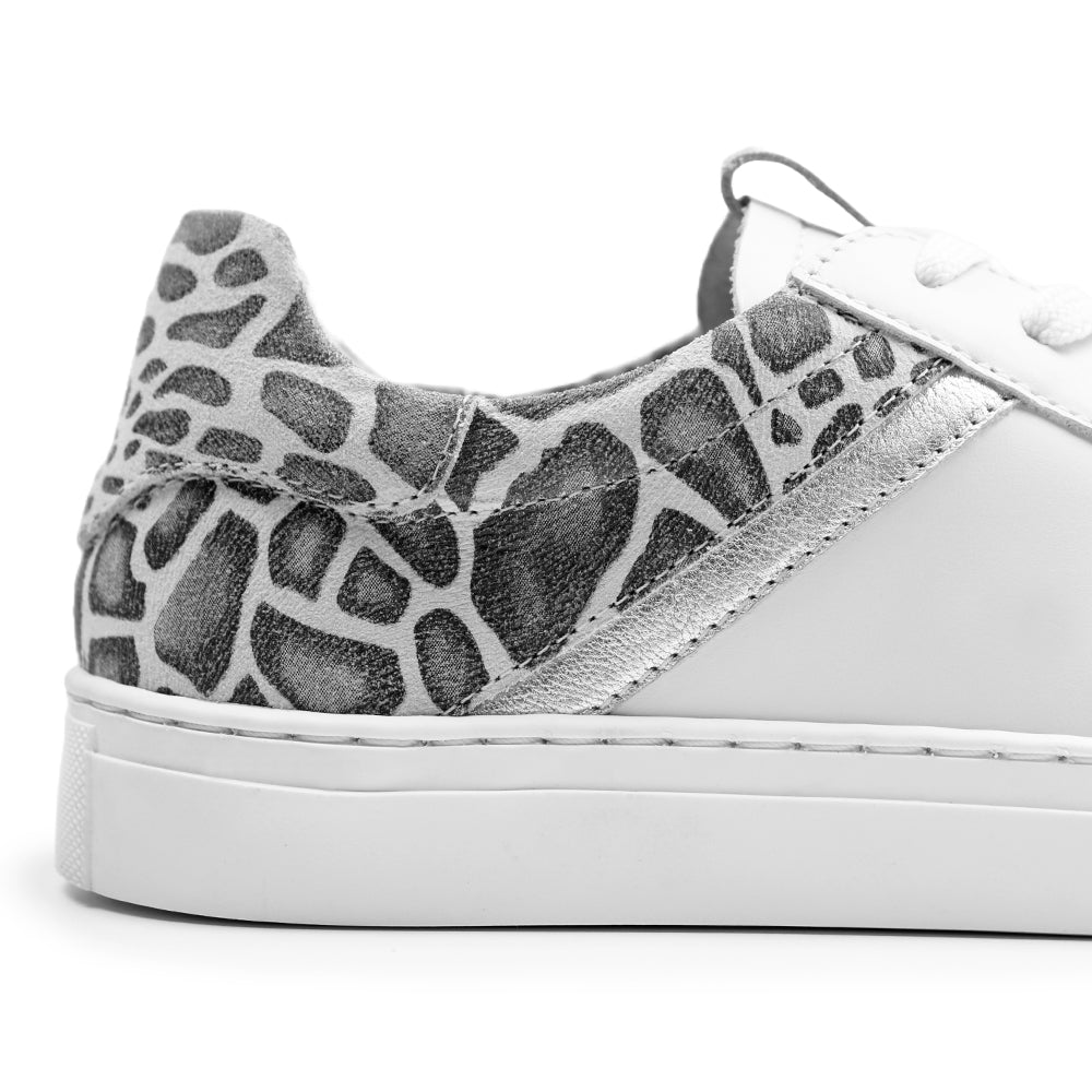 Minfot Comfort Sneakers Dam Skinn Leopard Vit