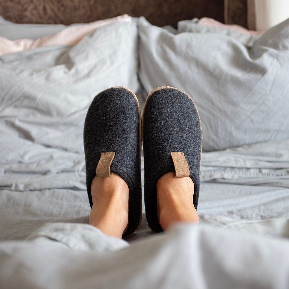 Minfot Cabin Tofflor Unisex Ull Grå