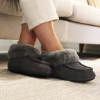 Minfot Fårskinnstofflor Hemse med sula Grafit Grå