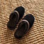 Minfot Fårskinnstofflor Slip-on Myre med sula Svart