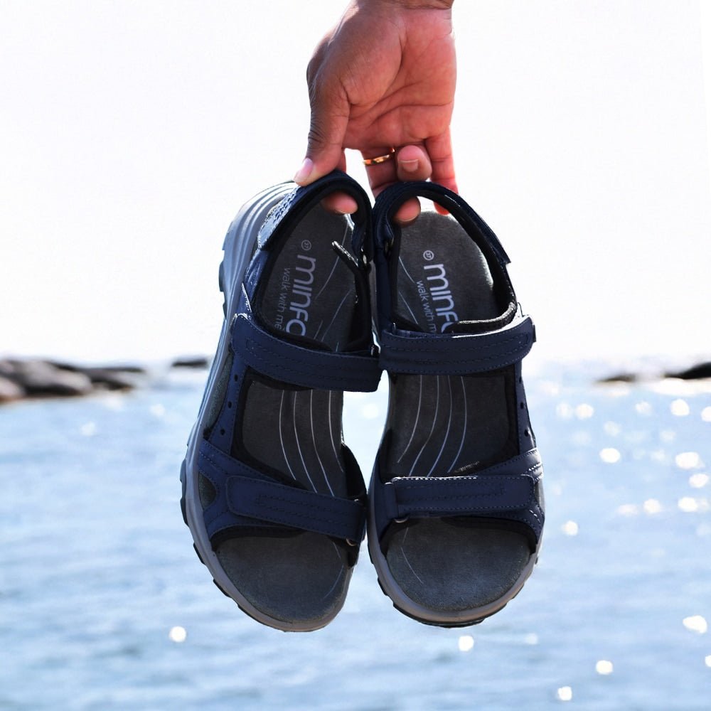 Minfot Sandhamn Sandaler Dam Nubuck Navy
