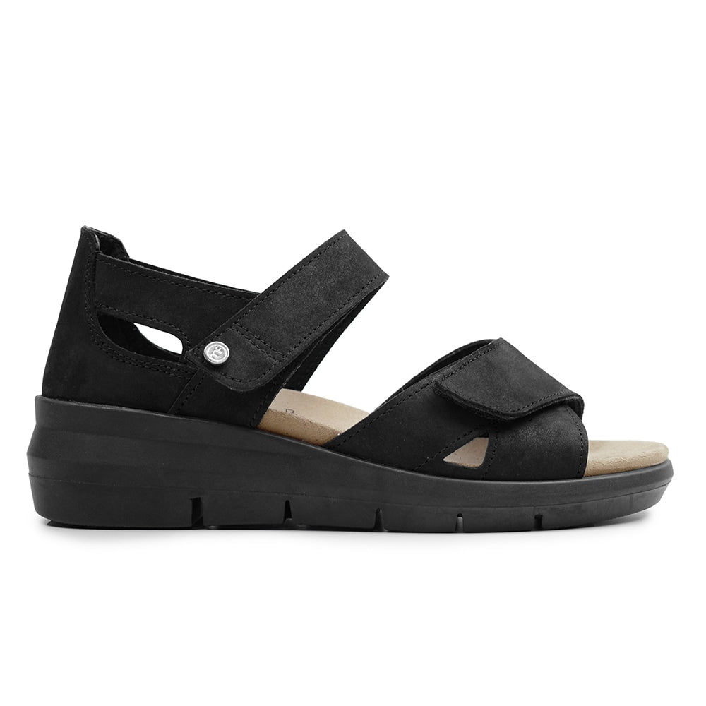 Minfot Sandal Komfort Mia med Hälkappa Nubuck Svart
