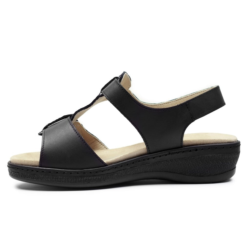 Suave Extra Bred Sandal Skinn Marilyn Svart