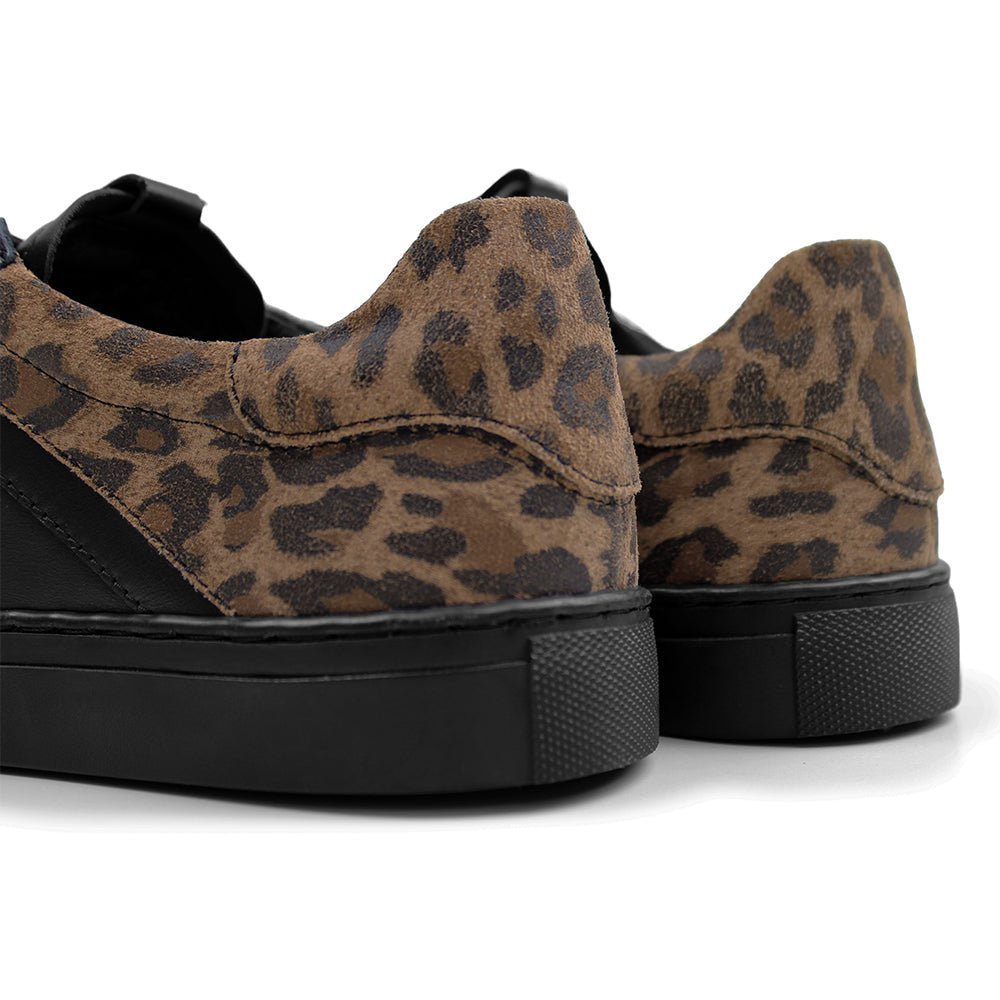 Minfot Comfort Sneakers Dam Skinn Leopard Svart