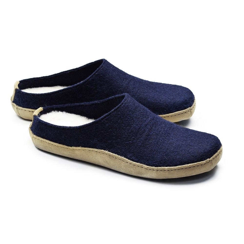 Minfot Ulltofflor Arild Fotbädd Fårskinn Navy