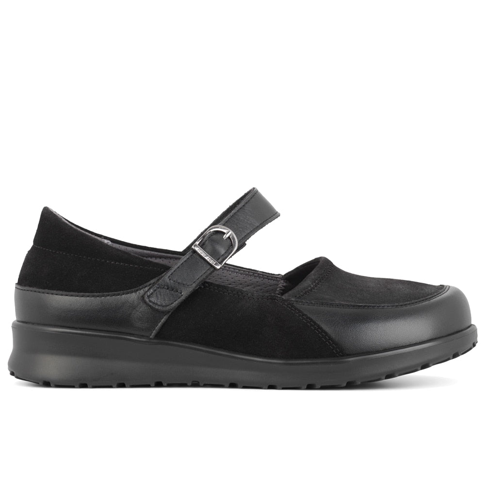 New Feet Hanne Extra Breda Skor Ballerina Stretch Dam Svart