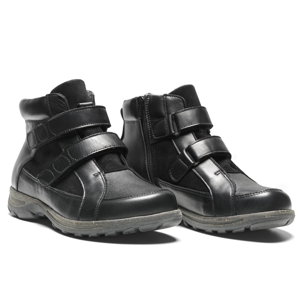 New Feet Yvette Extra Breda Skor Dam Stretch Kardborre Svart