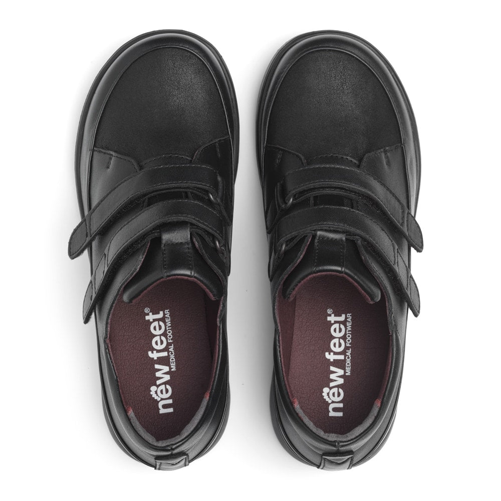 New Feet Mathilde Extra Breda Skor Stretch Kardborre Svart