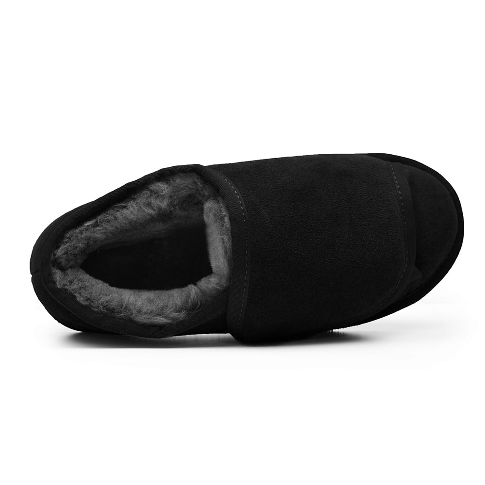 Minfot Fårskinnstofflor Öppningsbar Specialsko Molde Svart