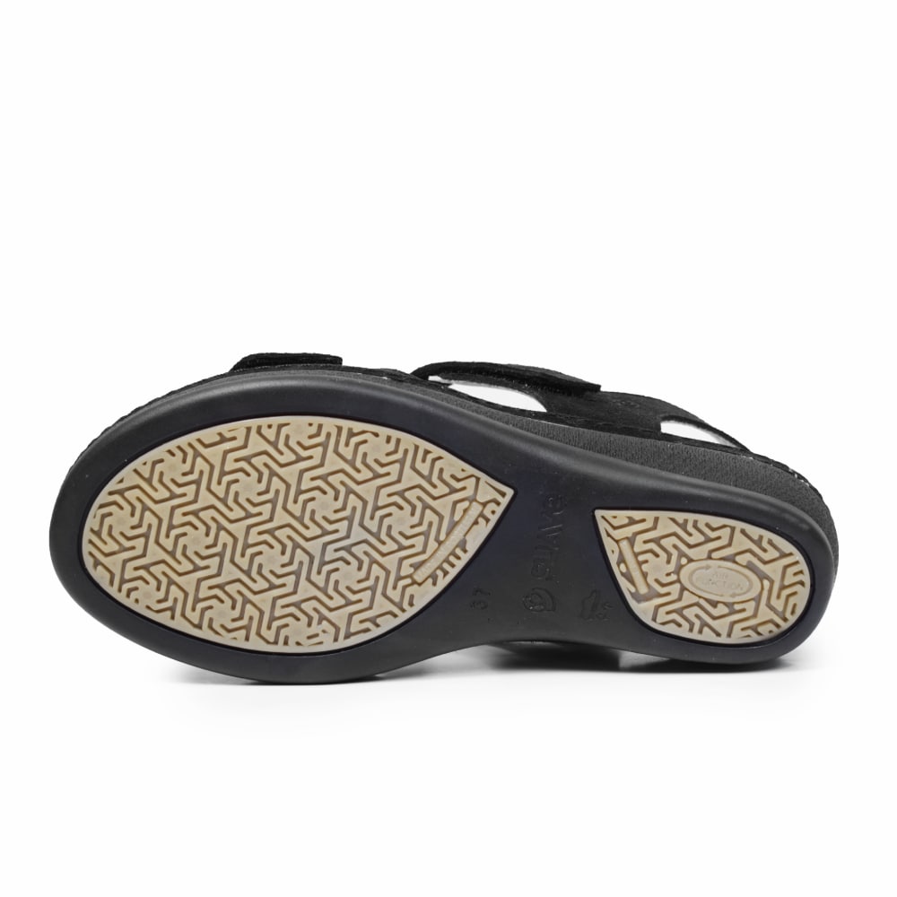 Suave Extra Bred Sandal Svart Mocka Marilyn