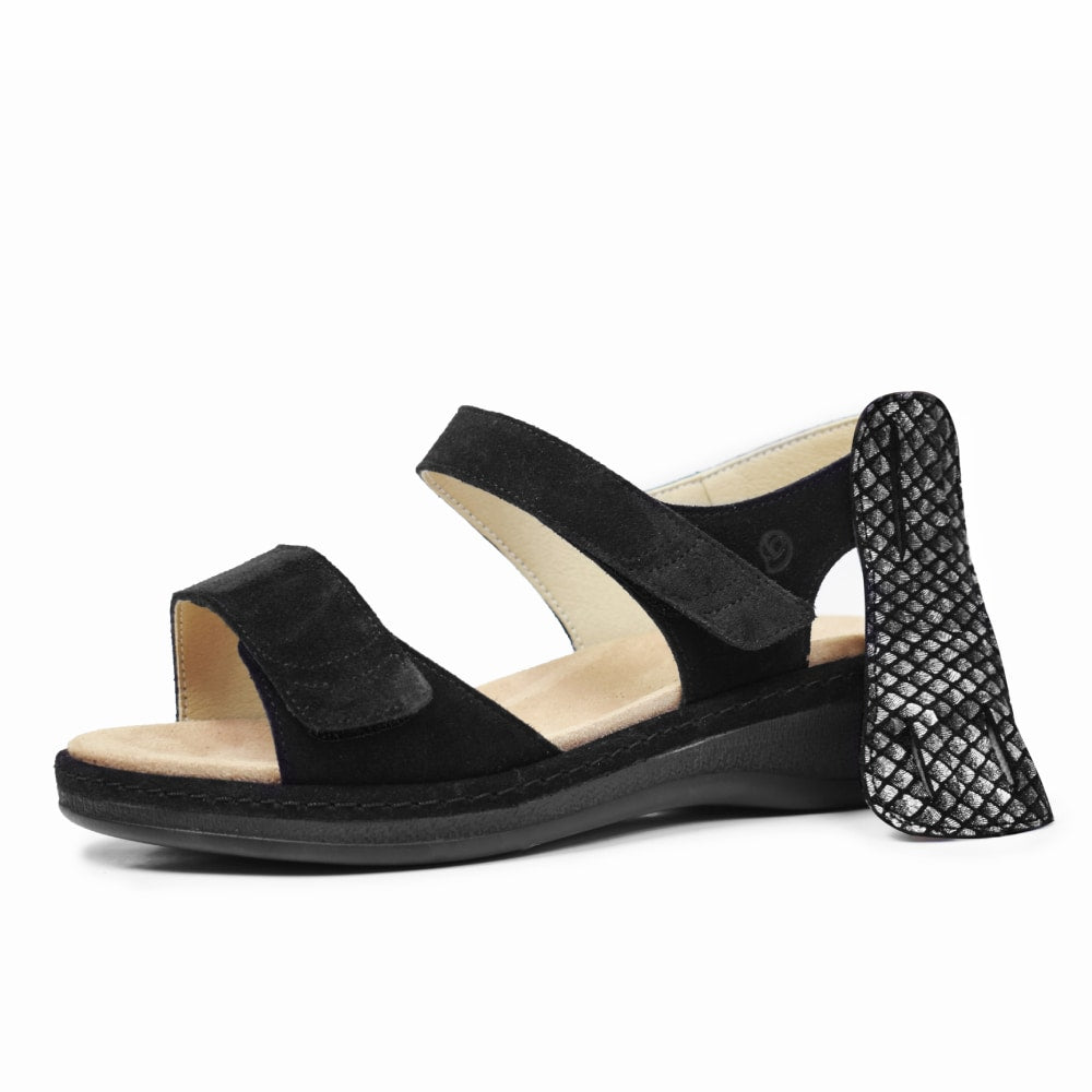Suave Extra Bred Sandal Svart Mocka Marilyn