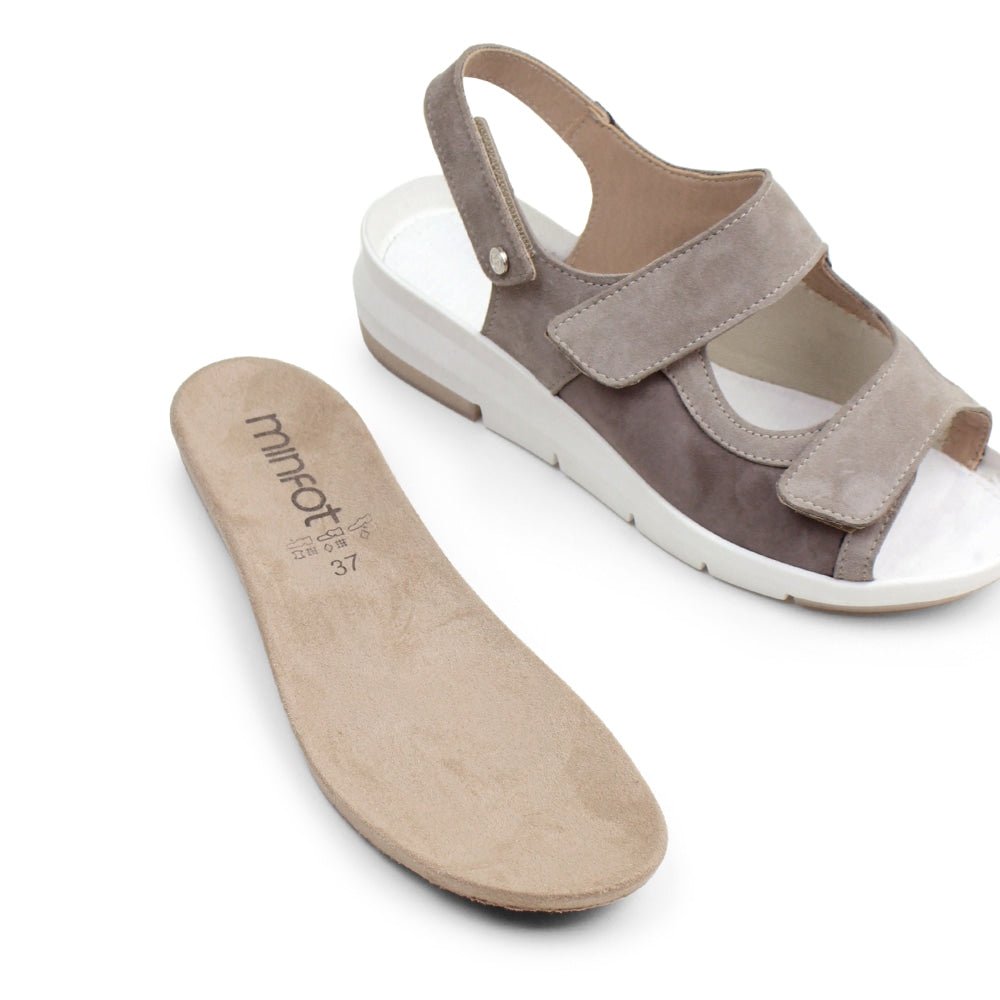 Minfot Sandal Komfort Bea Hälrem Stretch Mocka Beige